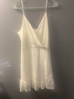 Speechless White Lace Mini Dress with Ruffle Hem